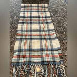 Diana Princess of Wales Tartan Cashmere Scarf 100% Pure Lambs Wool Blue red